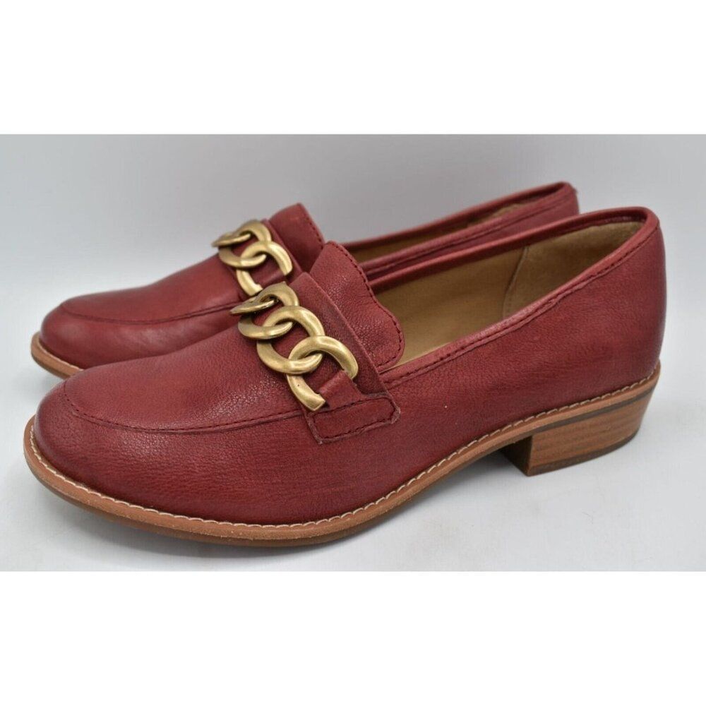 Sofft Womens Size 7.5 Nevara Tango Red Leather Slip On Loafers Shoes